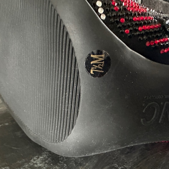 Plaid Knee-High Stiletto Boots - Red and Black Beaded - Picture 4 of 8